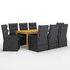 Día Y Noche - Día Y Noche 9-Piece Garden Dining Set Black