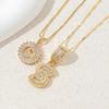 2Pcs Full CZ Zircon Iced Crystal Initial Letter Flower Necklace Women Copper A-Z Alphabet Pendant Couple Jewelry Birthday Gifts
