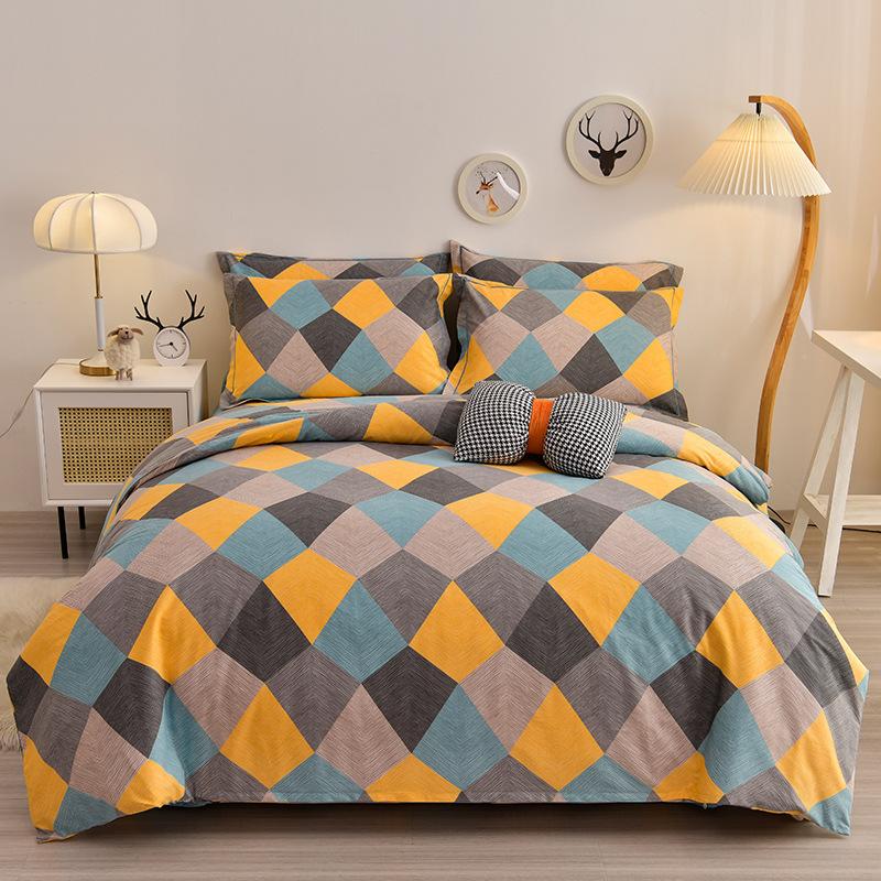 Thickened Cotton Four-piece Set, Pure Cotton Bed Sheet Quilt Cover, Dormitory Three-piece Set, Bedding