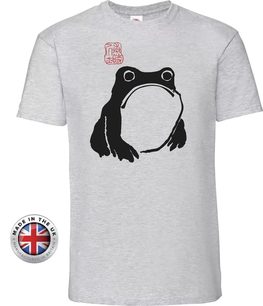 Japanese Woodblock Art Grumpy Toad T Shirt Matsumoto Grey Ladies FitUnisex S