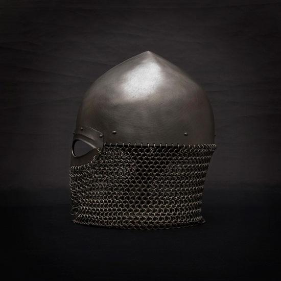 Norman Helmet with Chainmail Aventail Viking Crusader Style Combat Helmet Medieval Armor for LARP, Reenactment, SCA, Cosplay Gift