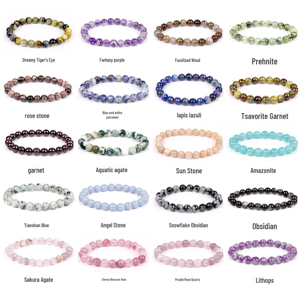She Yao Natürlicher Kristallachat Tigerauge Armband - Modeschmuck mit einzelnen runden Perlen