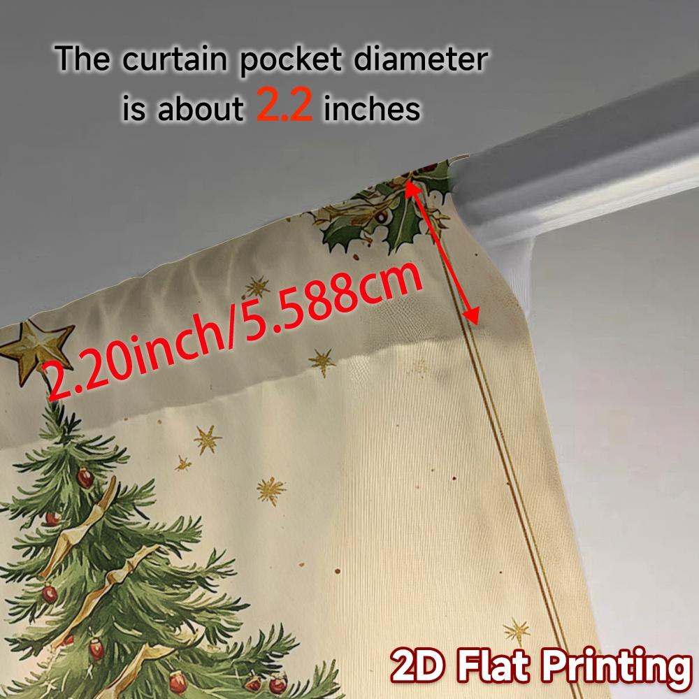 2pcs,Curtains Christmas Tree Holly Stars Modern Curtains Digital Printed Durable Polyester Curtains Room Decor Decorative for