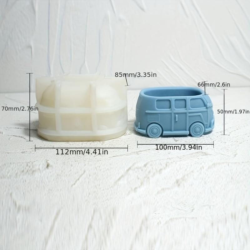 

Силиконовая форма для мини-автобуса для изготовления свечей, гипсового декора и кашпо для суккулентов - Креативное настольное украшение с реалистичными колесами