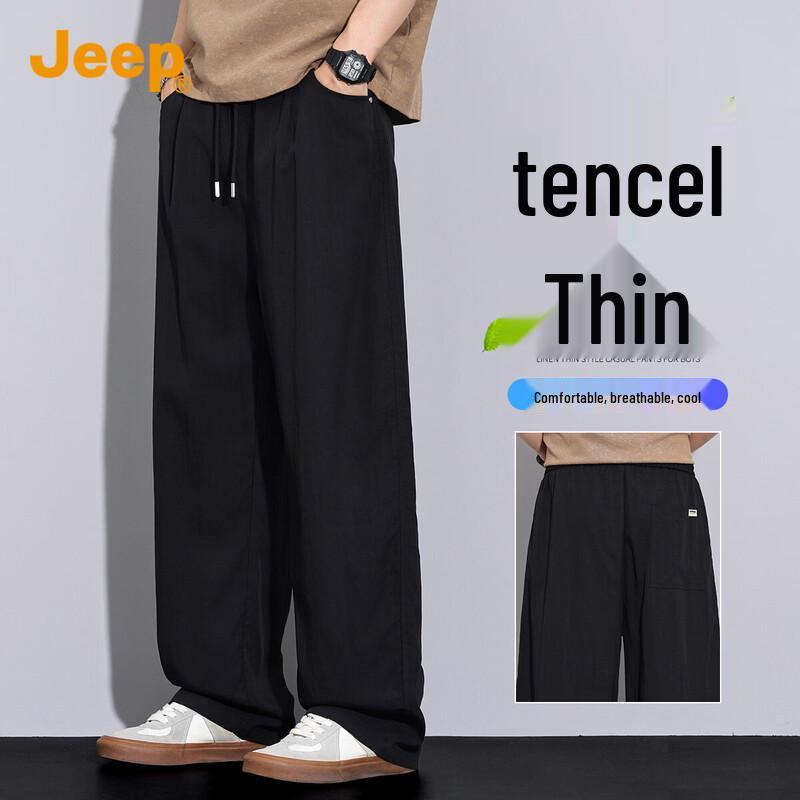 Jeep Men s Lyocell Tencel Blend Casual Wide-Leg Pants M чёрный