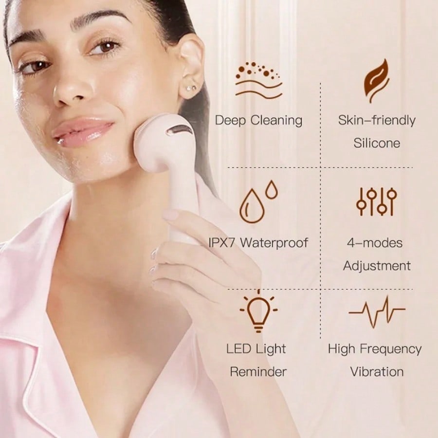 Electric Silicone Brush Facial Brush Skin Massager Wireless Charging Cleansing Waterproof  Vibration Beauty Instrument Care