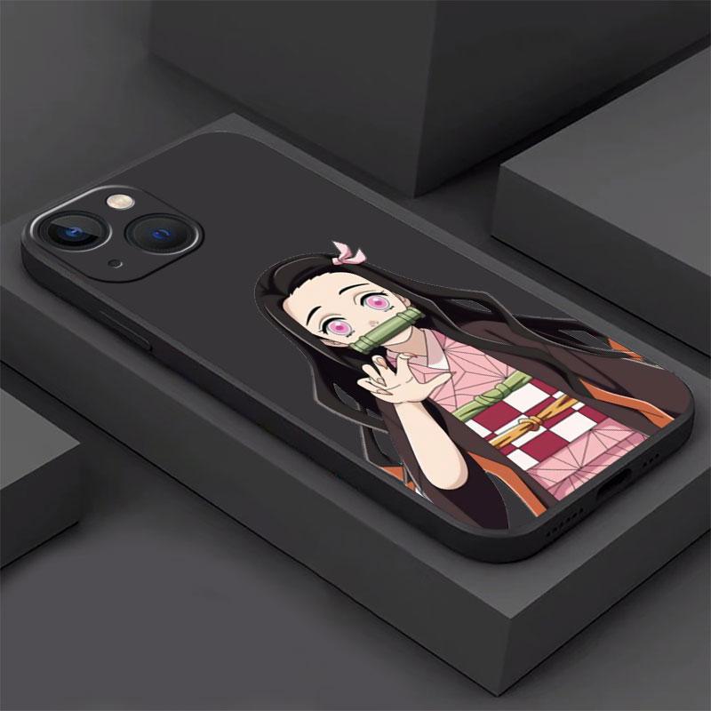 Case For Apple iPhone 14 13 11 12 Pro 7 XR X XS Max 8 Plus 6 6S SE 2022 13Pro Black Soft Phone Funda Anime Demon Slayer