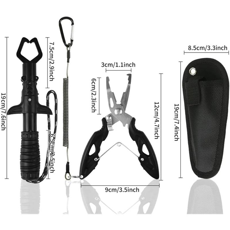 Professional Multifunctional Fishing Pliers Tool Set with Hook Remover, Split Ring Pliers, Built-in Tape Measure and Line Cutter, All-in-one Fishing