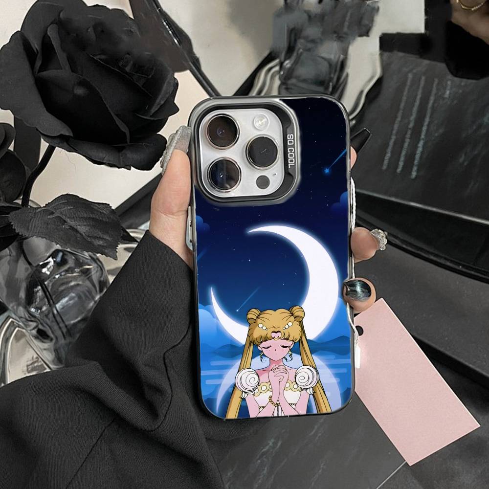 Cartoon P-Sailor Moons Phone Case For iPhone 17,16,15,14,13,12,Pro MAX Black Matte Shockproof Cover