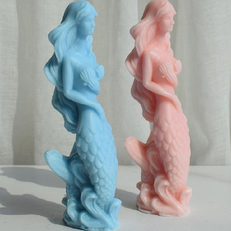 Mermaids Scented Candle Silicone Mold Table Ornament Mould DIY Plasters Mold