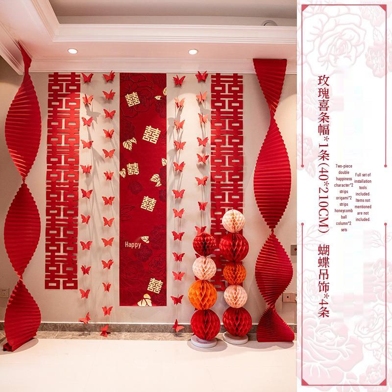 Wedding Decoration Set: Groom & Bride's Room Ornaments with Bunting & Robe Wall Décor