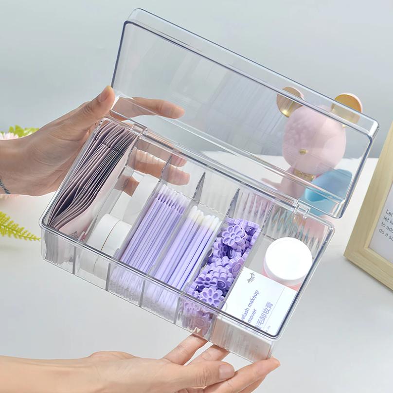 Eyelash Storage Box With Lid Desktop Cosmetics Organization Tool Acrylic Transparent Case Holder Exclusively For Makeup Supplies
