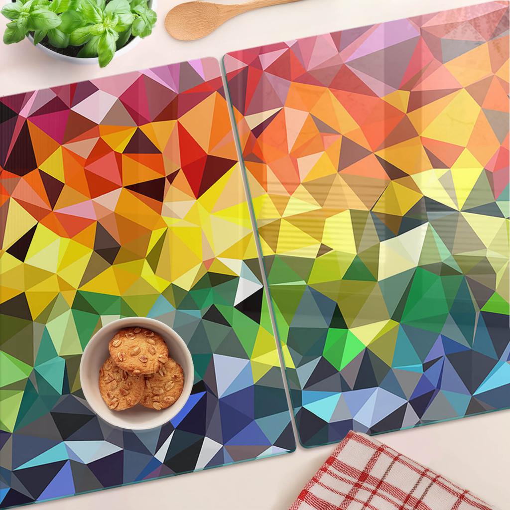 Set of Two Glass Cutting Boards Geometric Figures 2X40X52 Cm