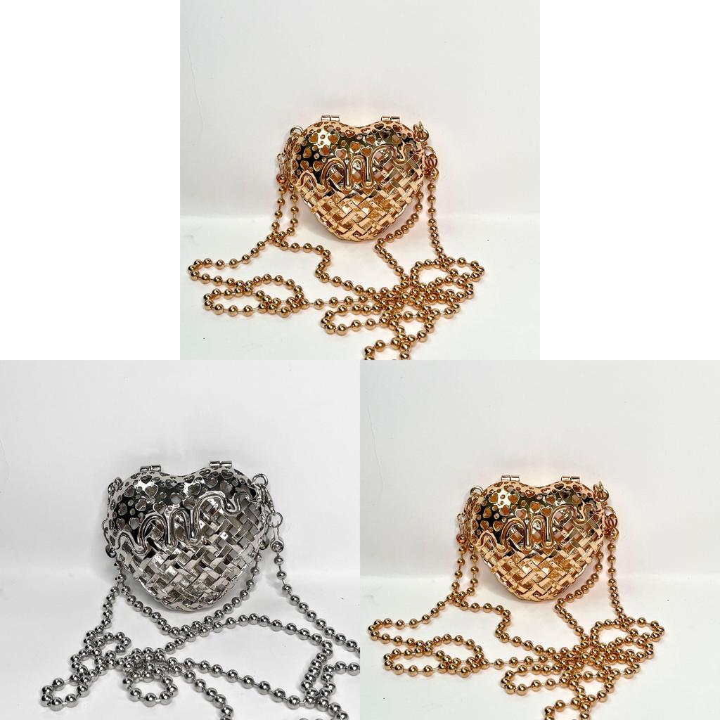 Heartshaped Metal Mini Bag With Chain Strap For Daily Fashion And Elegant Look