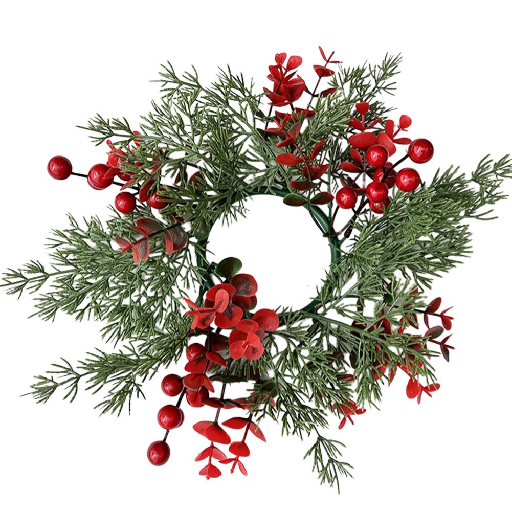 

Искусственная зелень венок сосновые иголки подсвечник 2025 свеча рождественская гирлянда стол Decorati X4Q6 Red and Green-1pcs