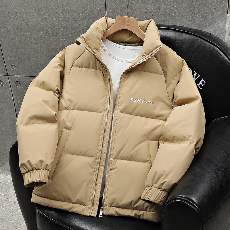 Мужская легкая роскошная пуховая куртка с воротником-стойкой - Зима 2025 Высококачественная теплая верхняя одежда L хаки