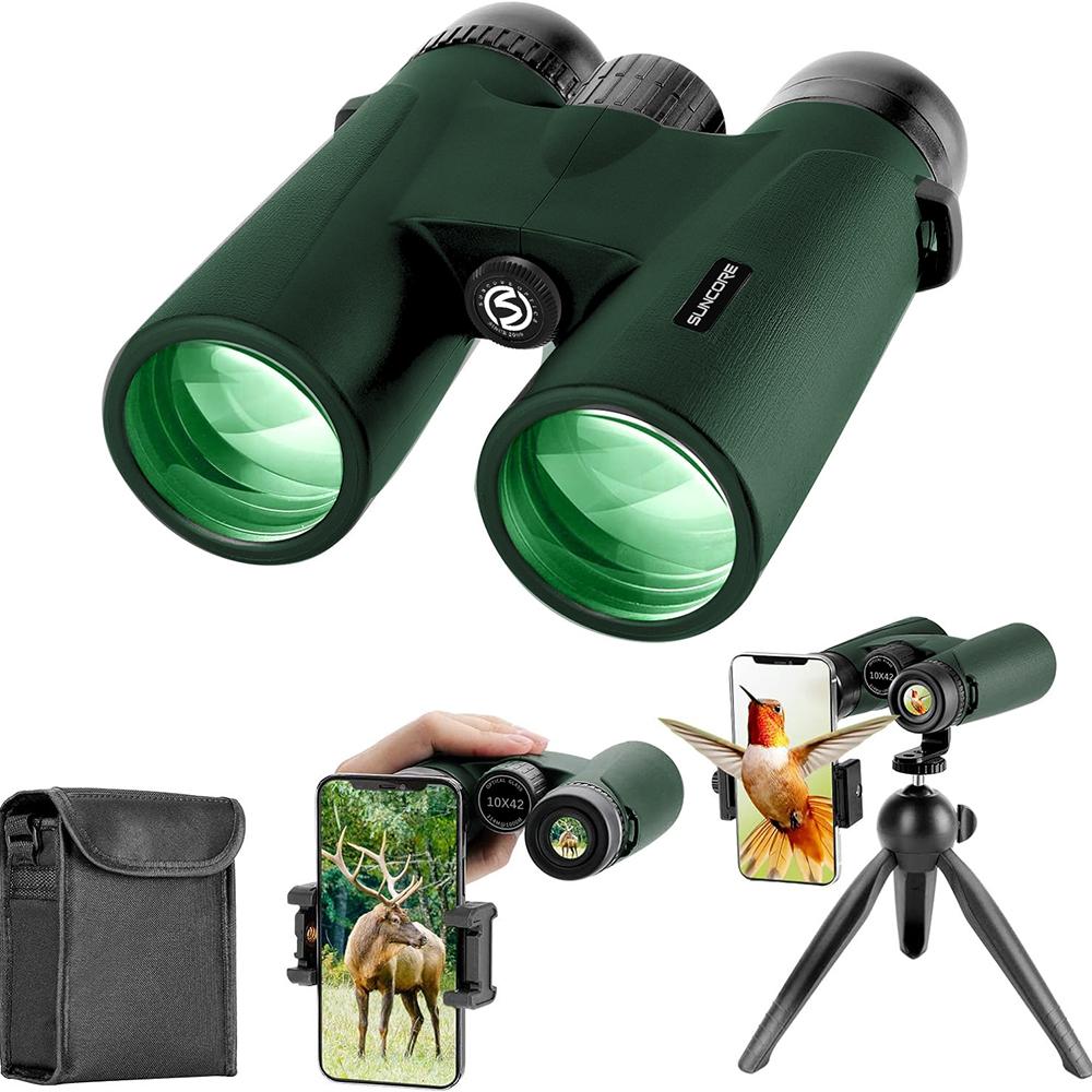 10x42 Binoculars for Adults with Phone Adapter High Definition & High Magnification with BAK4 Prism for Outdoor Observation