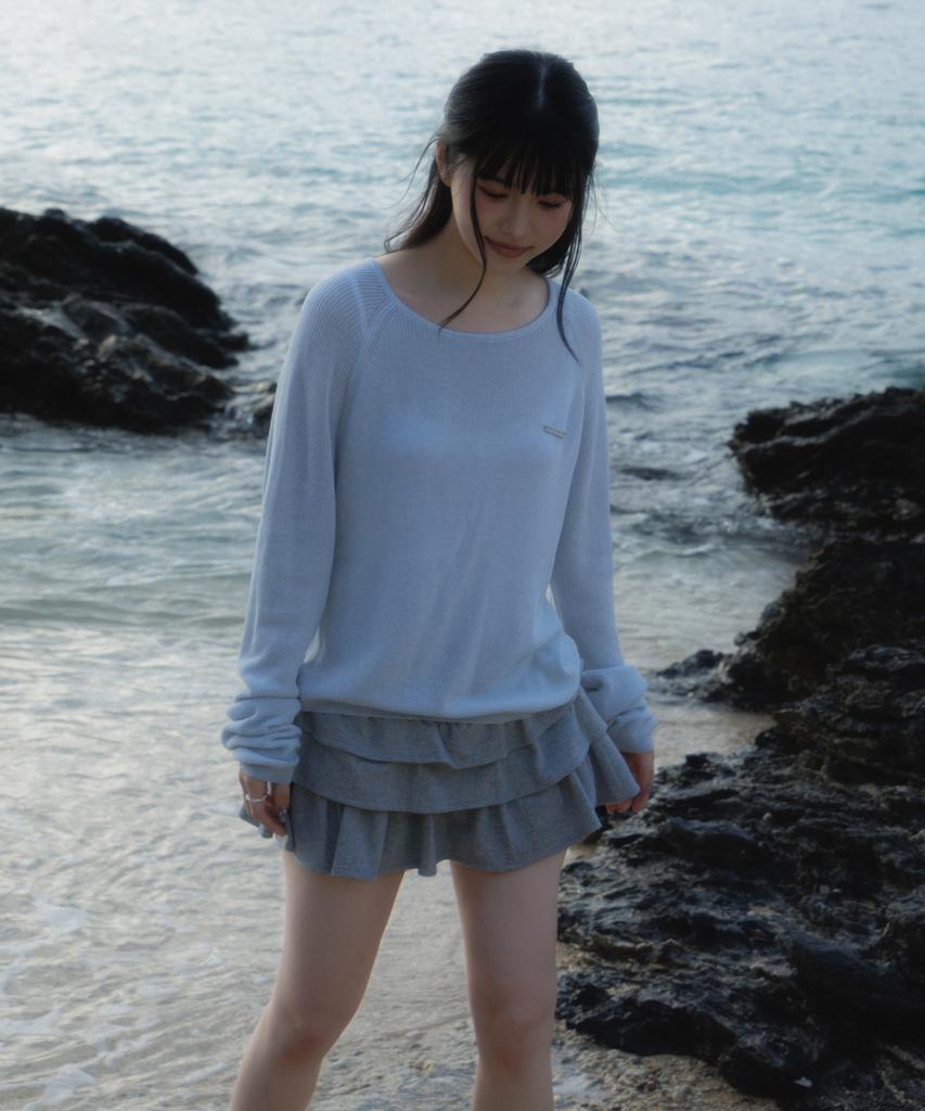 ROSEFRANTZ Boatneck Sheer Basic Knit [Sky Blue]