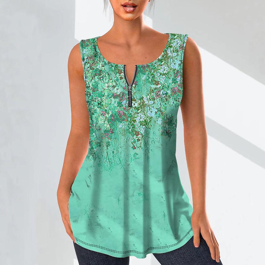 

Жіночі модні сорочки з V-подібним вирізом, повсякденні топи, футболки, жіночі 3D-рендерінг, квіти, принт, жилет, безрукавка, безрукавка, безрукавки M світло-зелений колір