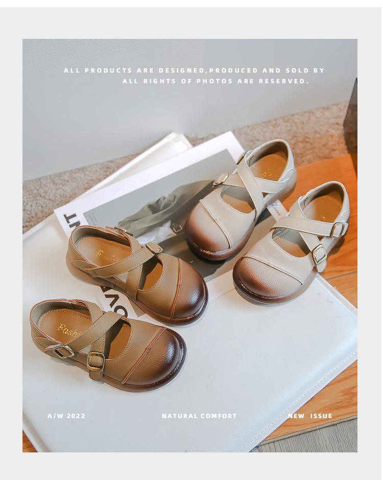 Classmate girls small leather shoes 2025 new spring soft-soled foreign style single shoes older children girls fashion princess Doudou shoes