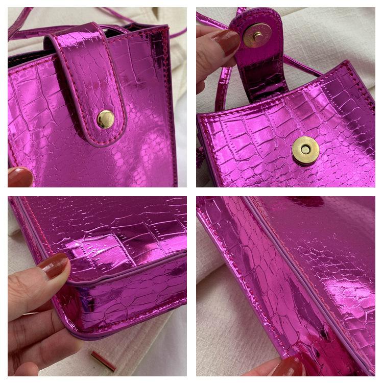 Lackleder Helle Vertikale Handytasche Mode Mädchen Kleine Quadratische Tasche Neue Koreanische Version Von Stein Einzelne Schulter Crossbody Tasche