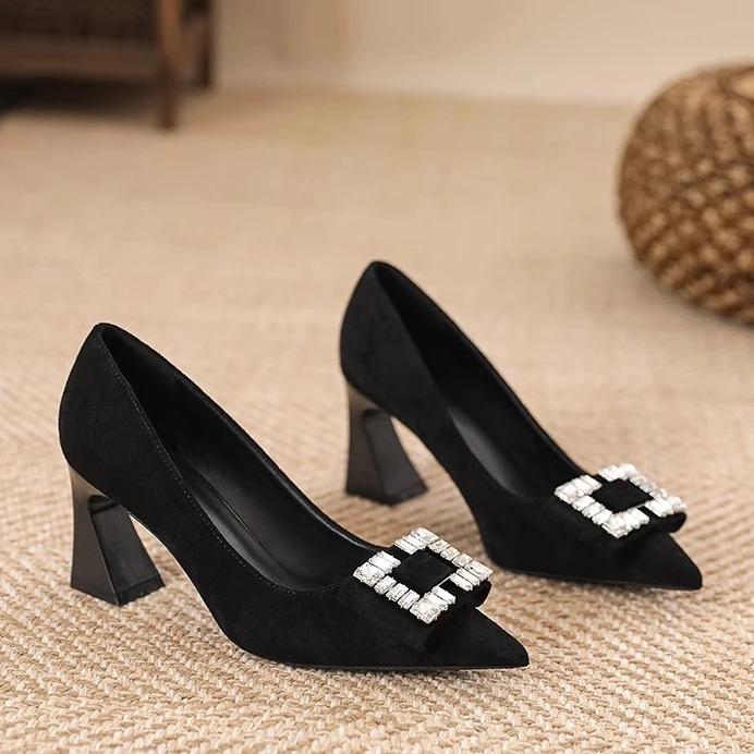 fashion High Quality Shoes for Women 2024 Comfort Sexy High Heels Dress Party Fashion Shallow Solid Color Heels Women  Zapatos De Mujer