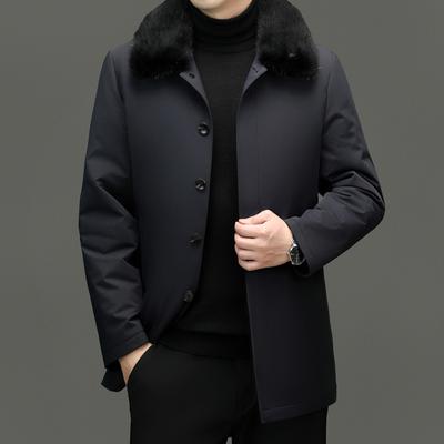 Zimní nový business casual trenčkot módní kožešinový límec bunda odolná proti chladu a teplá