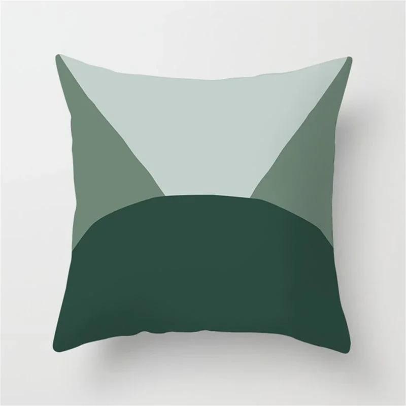 Green Pillowcase Printed Cushion Cover Abstract Geometric Sofa Decoration