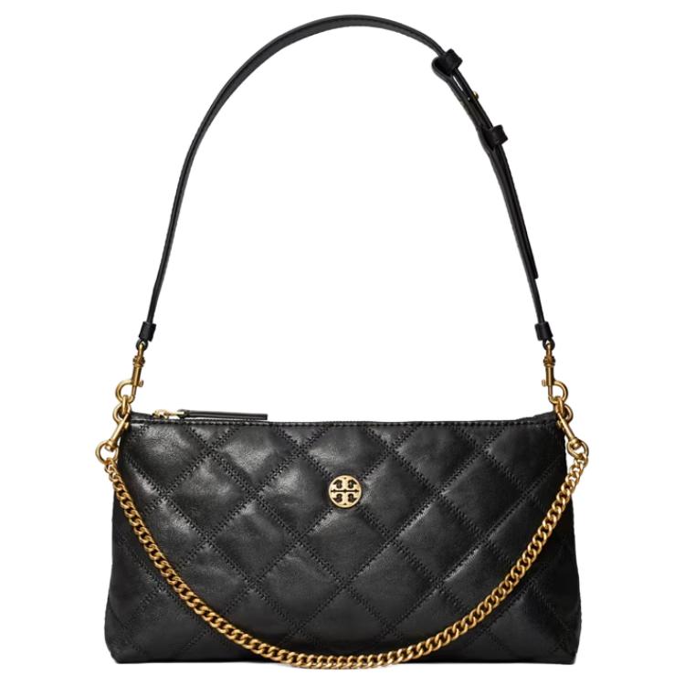 

Tory Burch Chain Gold Accessories Zipper Closure Leather And Faux Leather Tote Shoulder Bag Women Bags Black 160651-001 Basic Set (Bag+Dust Bag)
