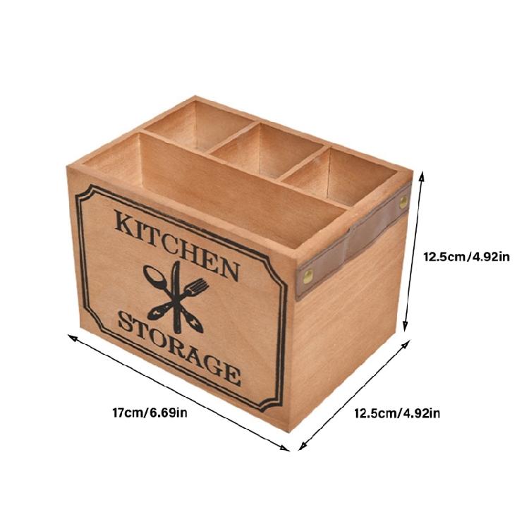 Rectangle Wood Napkin Holder Functional Wood Utensils Holder for Home Office Supplies and Kitchen Accessories Storage