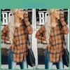 Vintage Plaid Shirt For Women With Polyester Blend Long Sleeve Casual Style