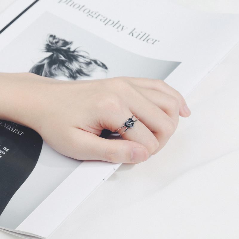Ring Unique and Personalized Personalised Minimalist Love Heart Ring Female Sweet Cool Cold Wind Peach Heart Open Index Finger Ring Do Old Jewellery