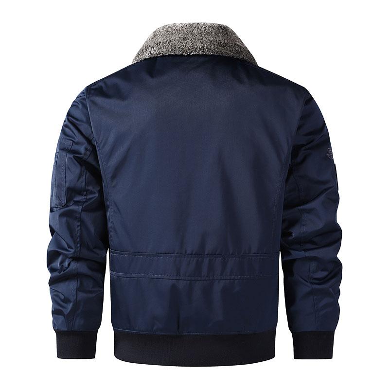 Military Air Force Flight Jacket Men's Tactical Bomber Jacket Fur Collar Army Combat Jacket Pockets Zipper Cargo Jacket Men