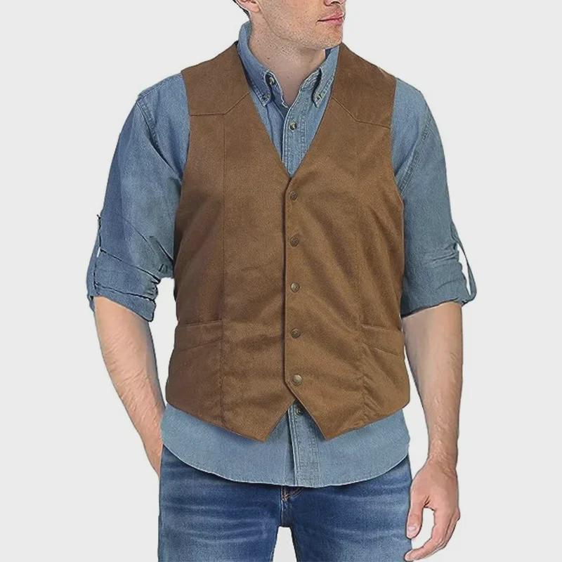 Vestă de costum retro cu gât în V, slim fit pentru bărbați, pentru ținută casual și formală