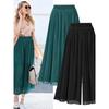 Plus Size Women's Autumn New Chubby Girl Elastic Waist Navy Blue Pleated Loose Wide Leg Cropped Culottes Fashion Fashion