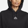 Nike Logo Print Drawstring Hoodie With Long Sleeves Women Tops Charcoal-Gray DQ5807-045