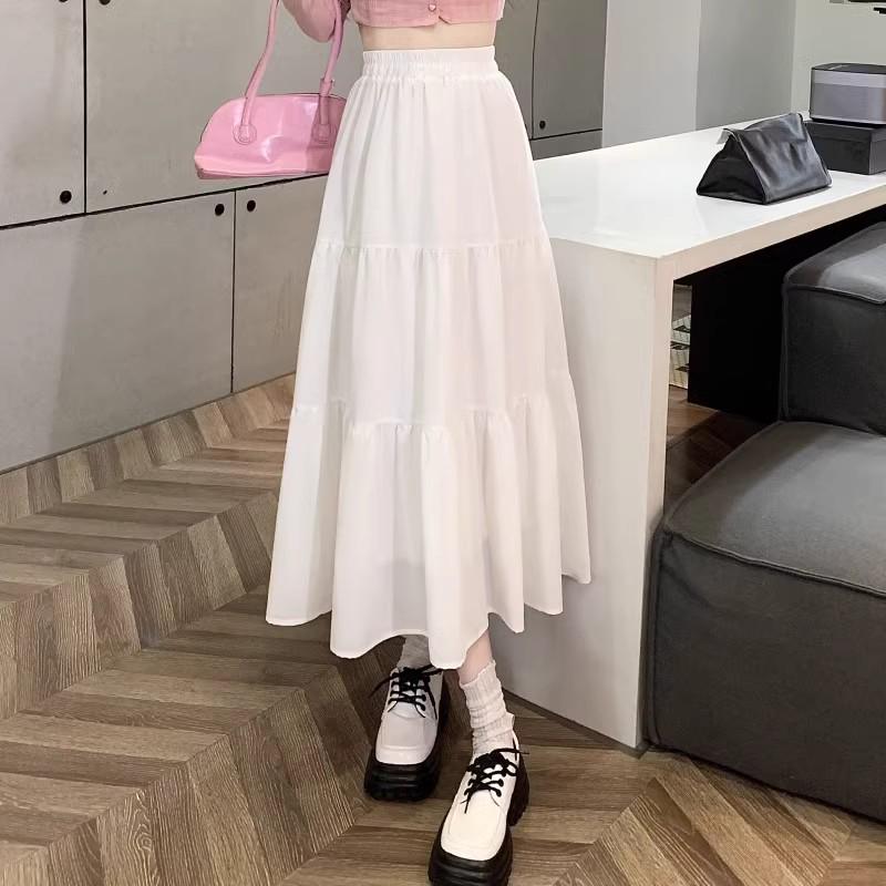 

High-Waist Pleated A-line Midi Skirt - 2024 Spring Collection for Women XL