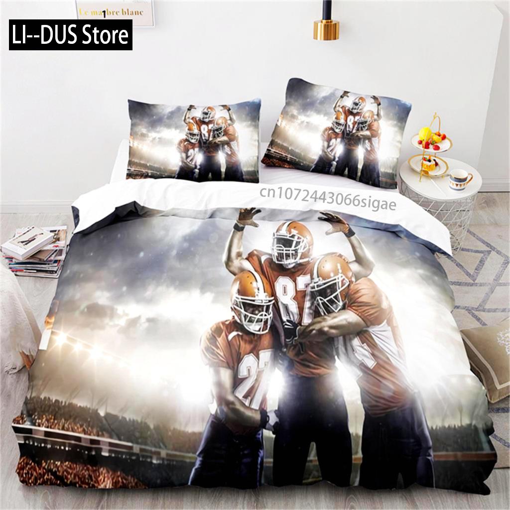 Twin Boy Sports Duvet Cover Football Bedding Set Microfiber Ball Sport Comforter Cover For Kids Teen Men Gifts Bedroom Decor