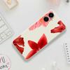 For Samsung Galaxy A07 4G Case Red Flower Pattern Printing Straight Edge TPU Phone Back Cover