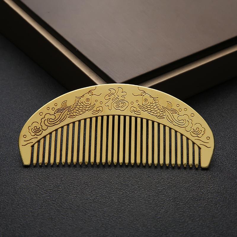 "Pisces Peacock Brass Hair Comb: Copper Thickened Straightener for Women"