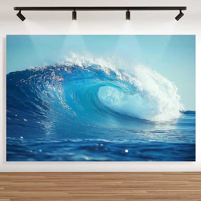 

2D Surfing Wave Tapestry, Blue Ocean Barrel Wave Background Cloth 47.2x31.5inch/120*80cm