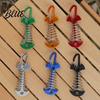 Aluminum Alloy Deck Pegs Spring-Loaded Fish Bone Tent Peg Stake with Portable Accessories Carabiner Windproof Rope Buckle for Outdoor Camping Fixing