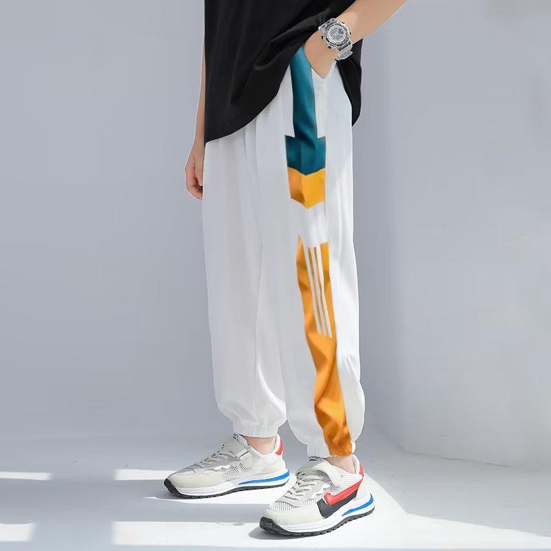 

Детские серые летние спортивные брюки Ice Silk: Модные повседневные брюки с защитой от комаров для мальчиков 150 cm белый