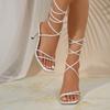 Fashion Women Comfortable Lace Up Sandals New Party Sexy Ankle High Heels Sandals Square Head Open Toe Women Shoes Sandalias De Mujer