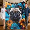 Pug-themed Fleece Blanket, Perfect for Sofa, Bed, Office; Ideal Gift for Family, Friends, Holidays.