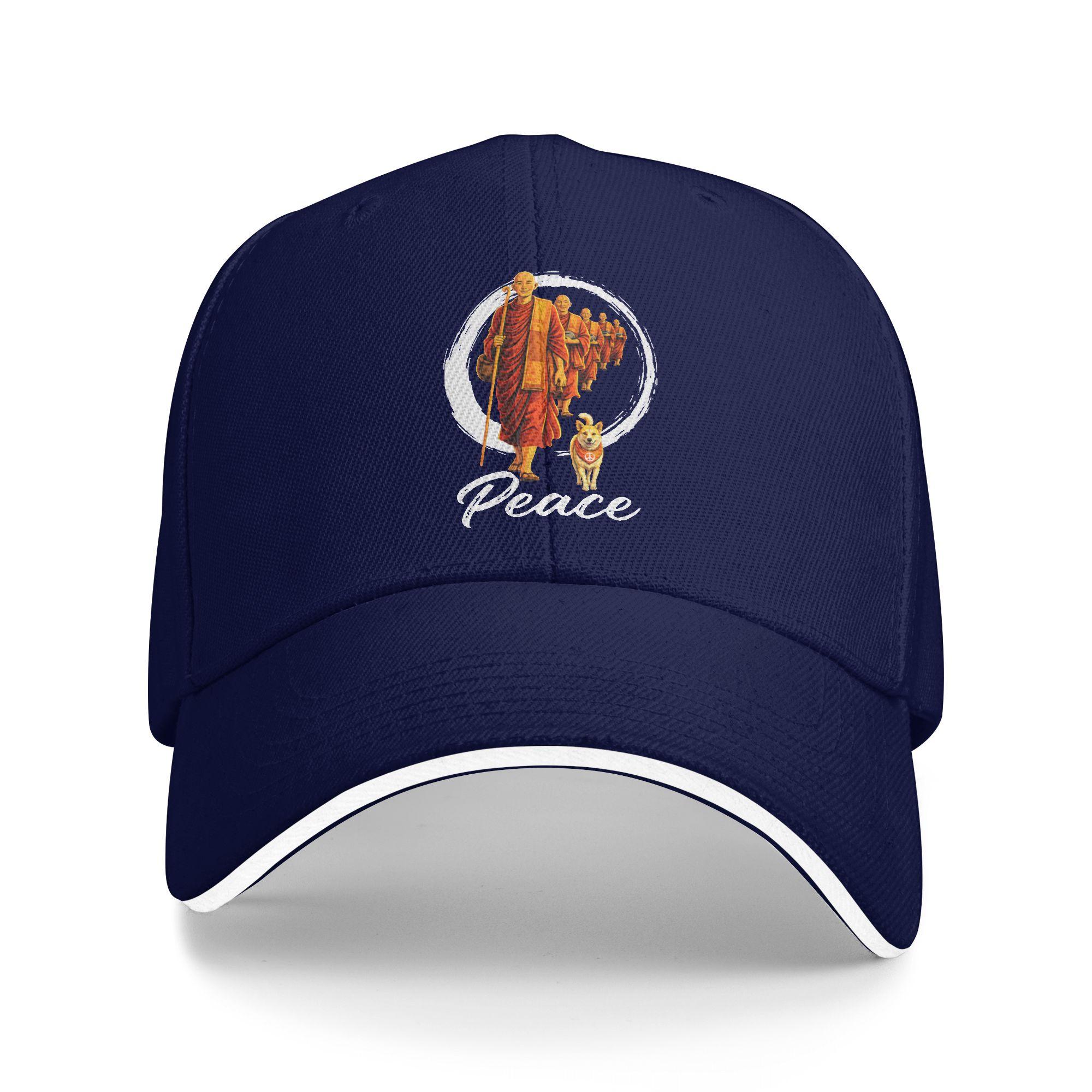 

Walk for Peace Buddhists Monks Peace Aloka Dog Casual Baseball Cap Summer Trucker Hat Sun Outdoor Snapback Cap Men Baseball Caps One Size темно-синього кольору