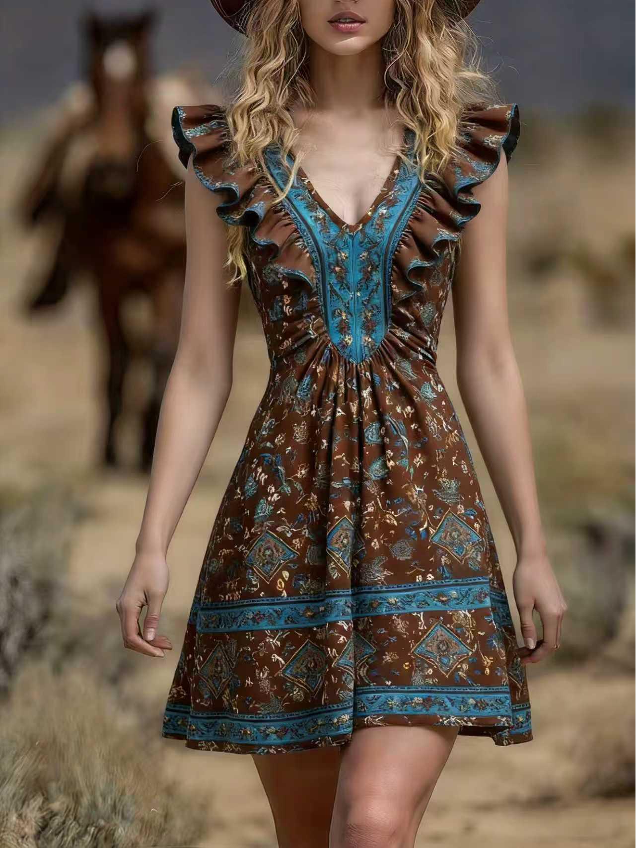 2026 Spring/Summer Trendy European and American Printed Women s Dress Medium