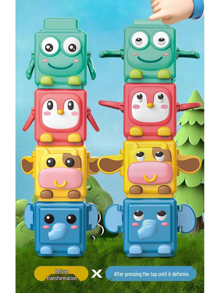 Animal Transformer Stacking Game: Educational Manual Handheld Toy for Boys & Girls