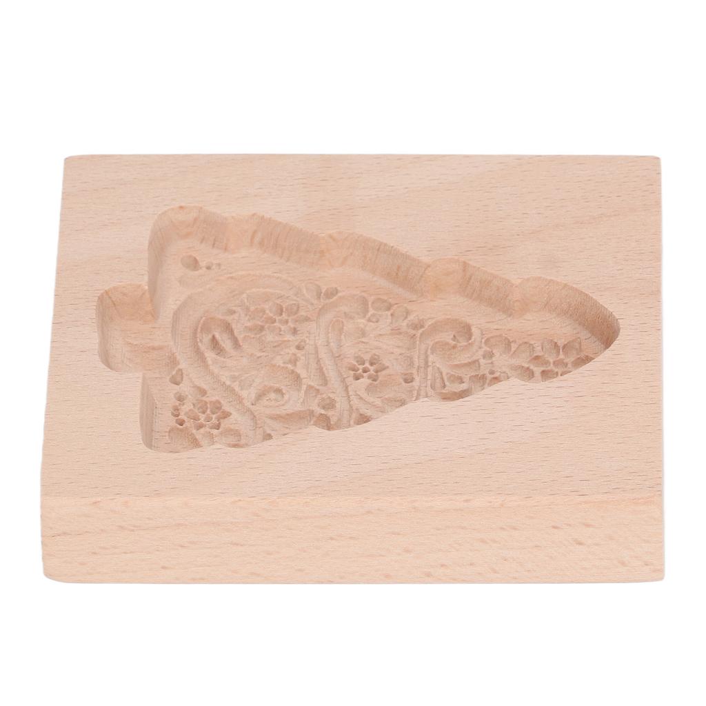 Carved Wooden Cookies Cutter Mold Kitchen Gingerbread Biscuit Press Stamp Embossing Mould Christmas Tree Shape