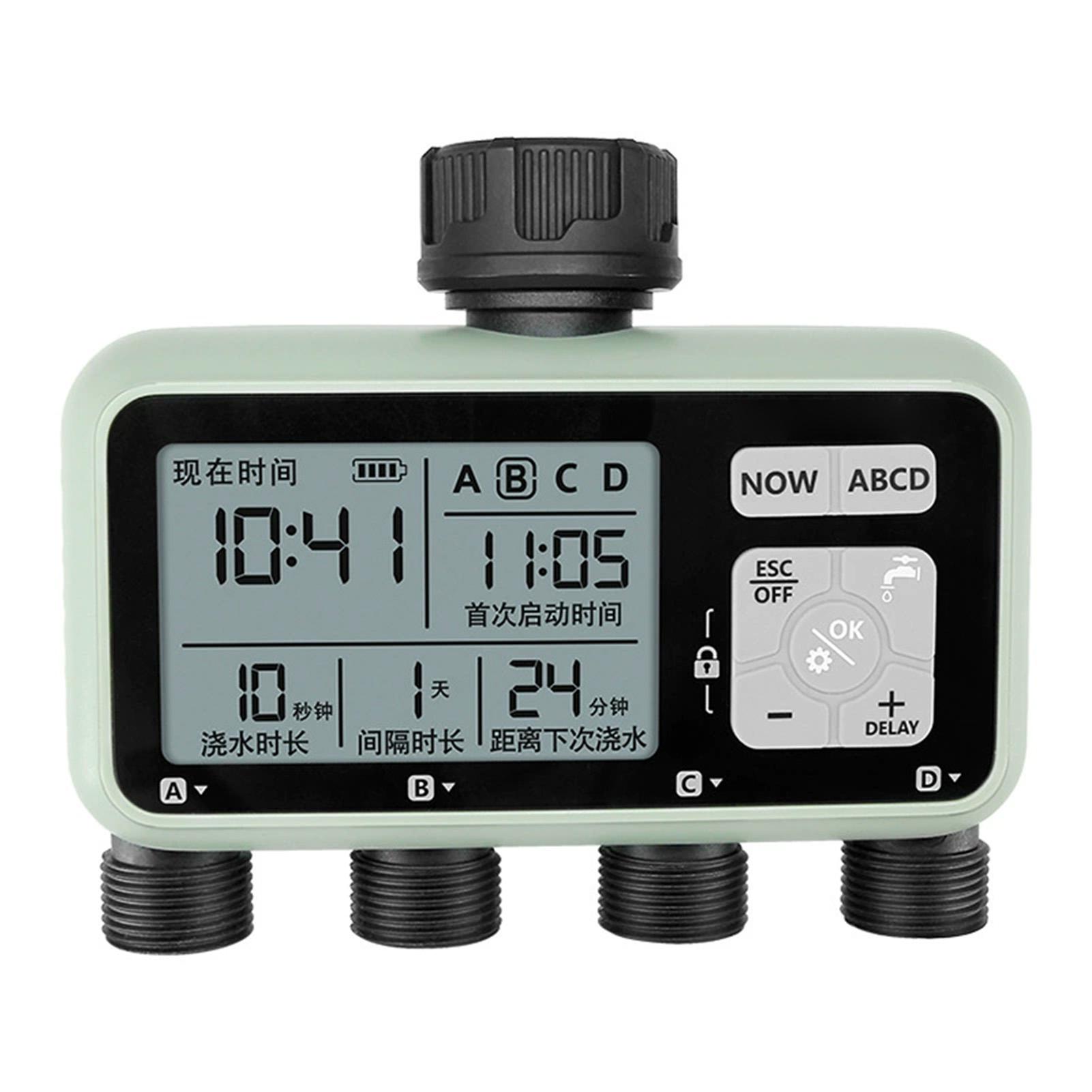 

4 Zone Water Timer Programmable Garden Hose Irrigation System Rain Delay Child Lock Manual Mode Sprinkler Timer for